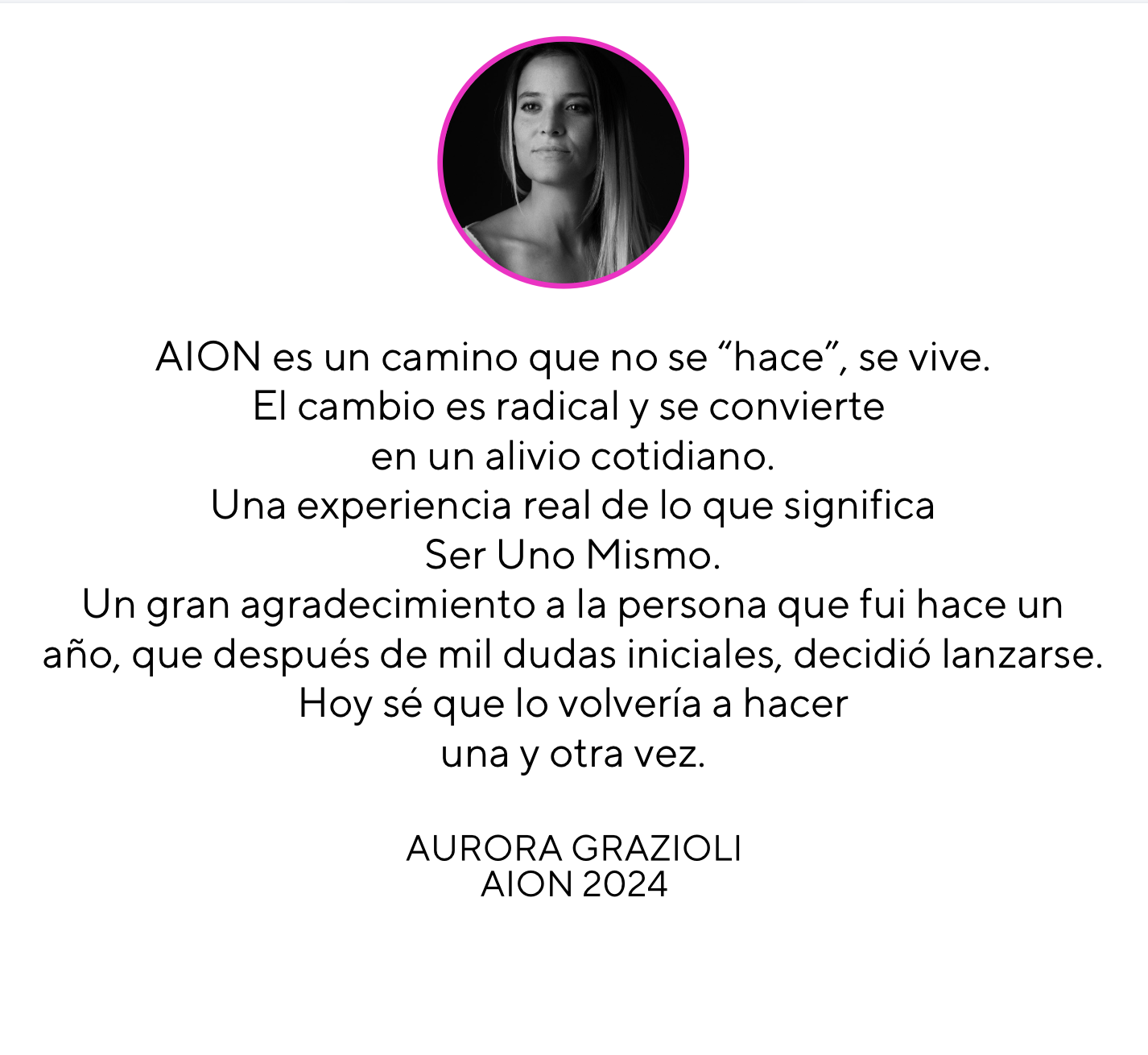 Testimonio de Aurora Grazioli, AION 2024
